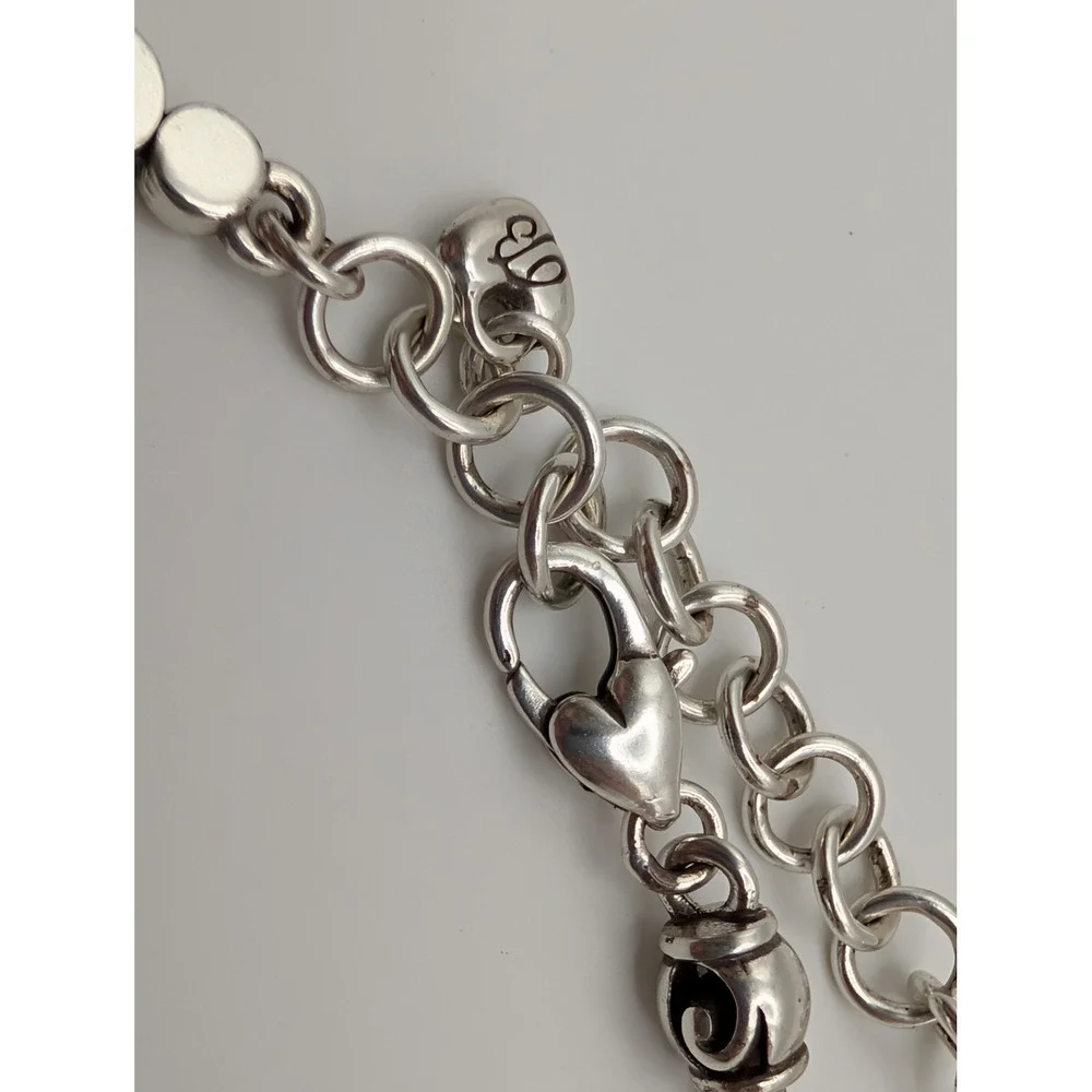 Brighton Silver Tone Teardrop Scroll Openwork Pendant Snake Chain Necklace